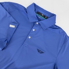 RLX Ralph Lauren Mens Performance Golf Polo Shirt Blue Winged Logo Short Sleeve