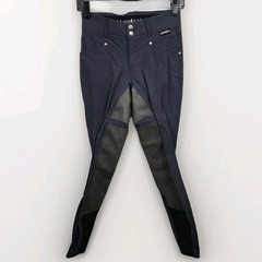 Kerrits Crossover Knee Patch Riding Breech Navy Faux Leather Pockets Womens SM