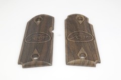 CUSTOM WALNUT *CLASSIC CHECKERED, DOULBE DIMOND & LOGO* KIMBER MICRO 9 GRIPS