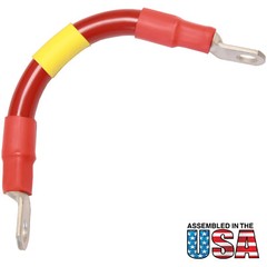 1/0 Red Battery Interconnect Cable 8″ with 3/8″ Lugs ASSEMBLED IN USA