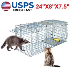 Live Animal Trap Extra Large Rodent Cage Garden Rabbit Raccoon Cat 24″X8″X7.5″