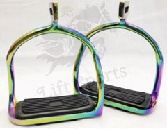 4.75 Horse Riding English Safety Stirrups Stainles Steel Iron Rainbow MultiColor