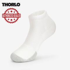 1 PAIR: THORLO MAXIMUM CUSHION «LOW CUT» TENNIS SOCKS (WHITE) SIZE LARGE. #TMM13