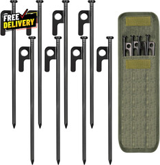 8/16/32Pack 8In Heavy Duty Forged Steel Tent Stakes with Storage Bag for Camping