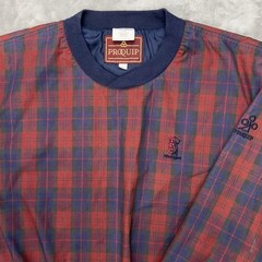 Vtg PROQUIP Golf Windbreaker Mens XL Red Blue Tartan Plaid Pullover TPC MICHIGAN