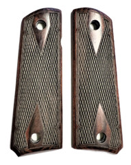 1911 Grips Full Size Double D Checkered Rosewood Grips +4 Gold screw NEW