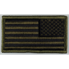 Reverse American Flag Patch – Subdued Olive Drab OD Green – Hook Fastener Patch