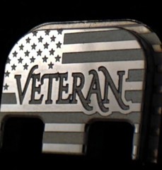 Rear Slide Cover Plate, Fits ALL Glock, Message U’R Model & Color, VETERAN FLAG