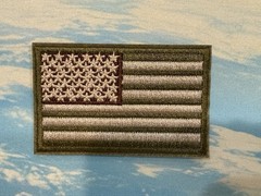 USA Flag Morale Patch Embroidered Textile Green & White Rectangle 3 x 2 in