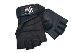 Weight Lifting Real Leather Padded Gym Gloves Fitness Training Long Wrist Wrap L