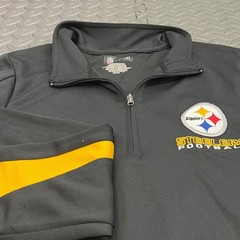 NFL Team Apparel Quarter Zip Wms S Black Pittsburgh Steelers Football Pullover