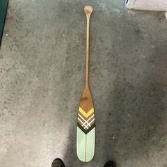 Norquay Wooden Canoe Paddle Painted Geometric Blade Light Green Brown Yellow