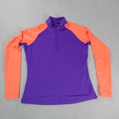 Nike Pro Shirt Womens Large Purple Dri FIT Fitted 1/4 Zip Running Workout
