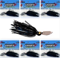 (6) Z-Man 3/8 Oz Crosseyez Chatterbait Fishing Lure Black / Blue CBCE38-02 New
