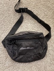Vintage Eddie Bauer Waist Fanny Pack Black Hip Zipper 100% Nylon Multi-Pocket