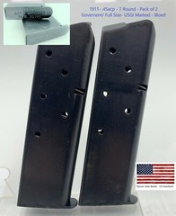 2 Mags USGI Colt Style 1911 .45 ACP Blued 7 Round Government .45 AUTO Clip Mag