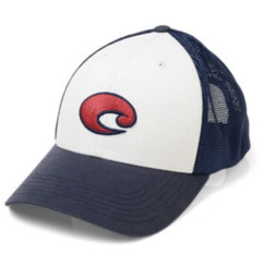 Costa Del Mar Chesapeake Stretch Red White & Blue Adjustable Trucker Hat NEW