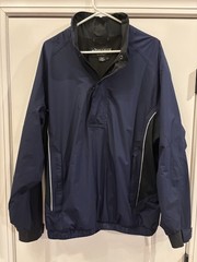 FOOTJOY DRYJOYS Mens Large Blue/Black Windbreaker Jacket Waterproof 1/2 Zip Golf