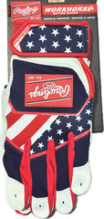 Rawlings Men Workhorse Baseball Softball Red White Blue Size M Batting Gloves