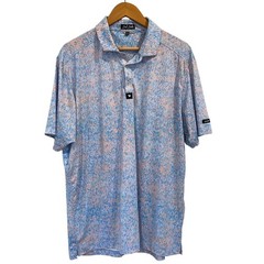 Bad Birdie Mens XL Blue Pink Abstract Splatter Performance Golf Polo Shirt