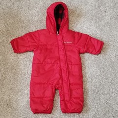 Red Down Ski Suit One Piece Snowsuit COLUMBIA Unisex Kids Youth Size 0-3 Months