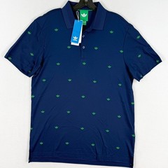 Adidas Golf Trefoil Printed Polo Shirt Size M Mens Indigo/Green JM8259 NEW