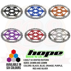 Hope 203mm 220mm 6 Bolt Vented V4 Disc Rotor – All Colors – Brand New