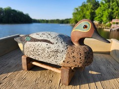 Vintage LL Bean Green Winged Teal Drake Duck Decoy MINT Condition Stand INCLUDED