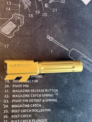 Agency Arms Mid Line TiN 9mm Glock 43 43X Drop In Match Grade Fluted Barrel Gold