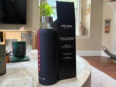 Prada Beauty Luna Rossa Ocean. Glass Water Bottle & Silicone Sleeve