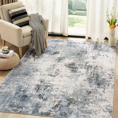 Abstract 6×9 Area Rug: Machine Washable Non Slip Ultra Thin Low-Pile Carpet, …