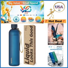 Midnight Blue 32oz Water Bottle BPA-Free Leakproof Dishwasher Safe Plastic