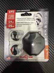 Sonic Defender EP3, Filtered Earplugs, 1 Pair,Hypoallergenic Material,Polymer
