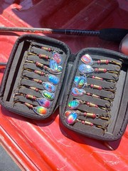 16Pc Spinner Fishing Lure Set Bass Trout Walleye Pike Salmon Tackle Box Kit