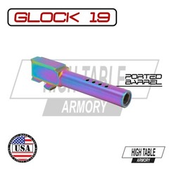 Glock 19 Ported Chameleon / Rainbow Crowned Barrel (Gen 1-4)