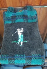Vintage Green Plaid Golf Bag Towel Sir Christopher Hatton 100% Cotton Belgium
