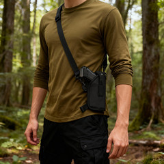 Tactical Cross Body Sling Shoulder Gun Holster Fits Handgun with Laser or Light