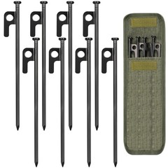 8/16/32 Pack 8in Heavy Duty Forged Steel Tent Stakes with Storage Bag for 8 Pack