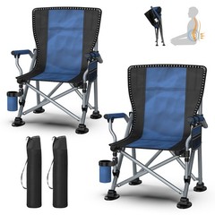 2 Pack Portable Camping Chair Heavy Duty Folding Chair w/ Cup Holder Oversized