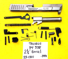 TAURUS PT 738 IN 380 ACP STAINLES STEEL GUN REPAIR SLIDE BARREL PARTS # 23-1301