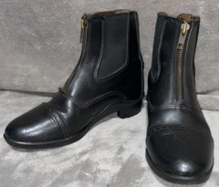 WOMENS PERRIS 6 1/2 BLACK LEATHER ZIP PADDOCK BOOTS