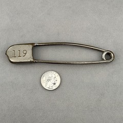 Vintage Horse Blanket Safety Pin #119 Stamped 5.25″ Long Jumbo Heavy Duty Metal