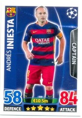2015-2016 Topps Match Attax Champions League #248 Andres Iniesta – F C Barcelona