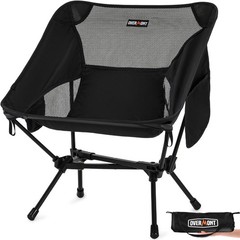 OVERMONT Ultralight Portable Camping Chair ~ Supports 330lb ~ Easy Setup ~ Black