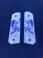 Prototype Altamont Colt 1911 Grips Govt Full-Size Engraved Pearlite Faux Pearl