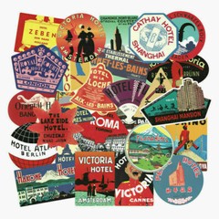 56Pcs Luggage Suitcase Hotel Travel Sticker Pack Lot Traveler Vtg Old Look Style
