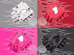 New Womens Faux Leather Fingerless Punk Motorcycle Cosplay Driving Gloves