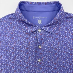 Hickey Freeman Polo Men L Purple Desert Cactus Print Golf Performance Stretch