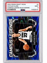 2024 Prizm Draft Picks Caitlin Clark Campus Legends Blue Seismic /149 PSA 9 RC
