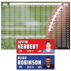 Fantasy Football Draft Board Kit – NEW for 2026 – MEDIUM Player Stickers & Board